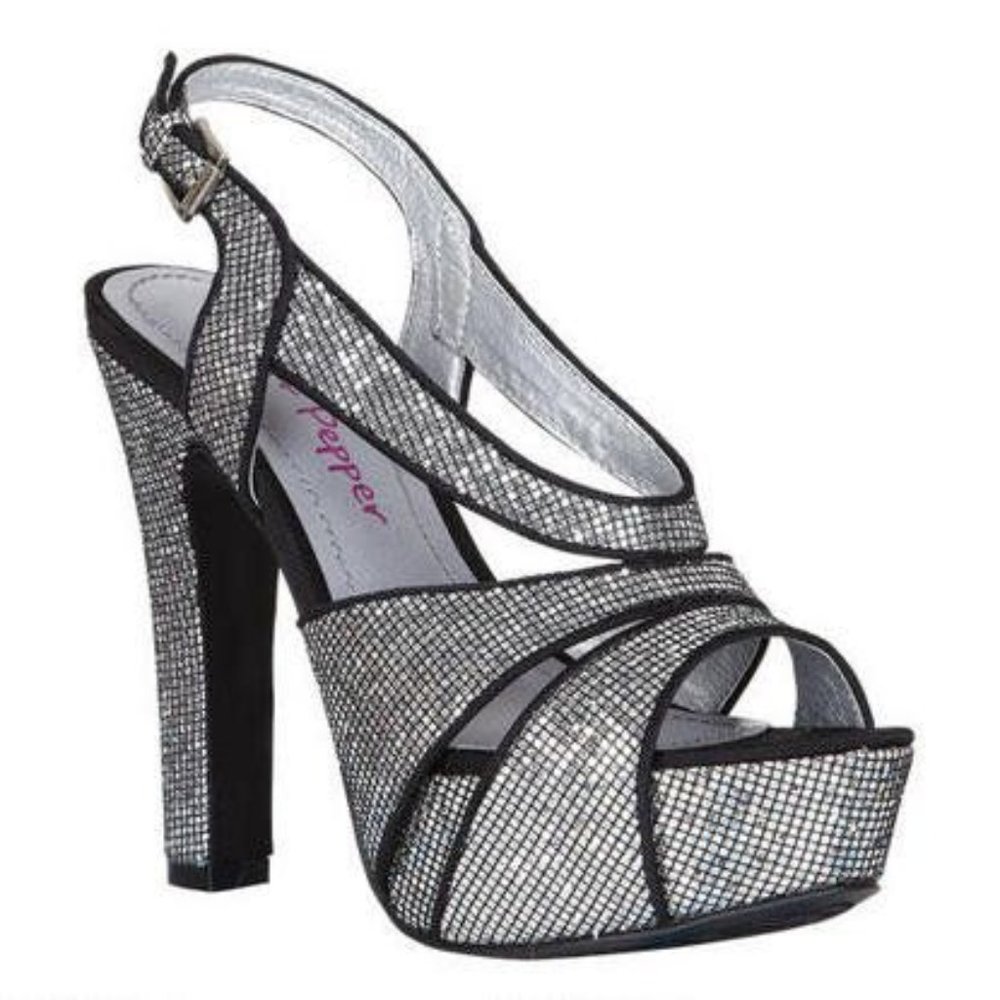Silver sparkle heels